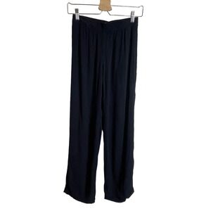 Babaton Wide Leg Pants Flowy 2XS Black Textured Crepe Pull On Relaxed Chic